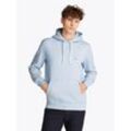 Hoodie TOMMY HILFIGER "ESS SEASONAL FLEECE HOODY", Herren, Gr. XXL, blau (breezy blau), Sweatware, Obermaterial: 60% Baumwolle, 40% Polyester, unifarben, casual, bequem hüftlang, Langarm elastischer Bund, Sweatshirts, mit Logostickerei