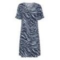 Sommerkleid FRANSA "Sommerkleid FRAlzebra", Damen, Gr. L, N-Gr, blau (blau animal mix), Obermaterial: 100% Viskose CV., gemustert, casual, normal ca. Mitte Wade, V-Ausschnitt, Kleider