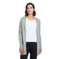 Strickjacke BETTY BARCLAY "Betty Barclay Feinstrickjacke mit Lurexkanten" Gr. 36, grau (grau melange), Damen, Strick, Obermaterial: 72% Viskose, 28% Polyamid., Strickjacken, Taschen