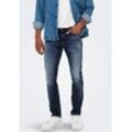 Straight-Jeans ONLY & SONS "ONSWEFT REGULAR WB 0021 TAI DNM NOOS" Gr. 30, Länge 34, blau (blau denim) Herren Jeans im 4-Pocket-Style