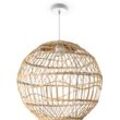 Pendelleuchte PACO HOME "MAITE" Lampen Gr. Ø 40cm H: 39cm, weiß Rattan Hängeleuchte Korblampe Rund E27 Boho Stil Modern Wohnzimmer