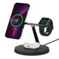 BELKIN Wireless Charger "Belkin drahtloses 3-in-1 MagSafe Ladegerät", für iPhone, Apple Watch und AirPods, Wireless Ladestation/Ladeständer, Ladegeräte, schwarzB:20cm H:15,5cm T:20cm