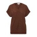 T-Shirt FRANSA "T-Shirt FPJonie", Damen, Gr. 46, braun (carafe), Obermaterial: 83% Polyester PES. 14% Viskose CV. 3% Elasthan EL., casual, oversize hüftlang, V-Ausschnitt, Kurzarm, Shirts