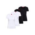 T-Shirt HUGO "T-Shirt T-Shirt RN 4er Pack" Gr. L, schwarz (schwarz, weiß), Damen, Obermaterial: 95% Baumwolle CO. 5% Elasthan EL., Shirts