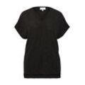 T-Shirt FRANSA "T-Shirt FPJonie", Damen, Gr. 42, schwarz, Obermaterial: 83% Polyester PES. 14% Viskose CV. 3% Elasthan EL., casual, oversize hüftlang, V-Ausschnitt, Kurzarm, Shirts