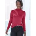 Stehkragenshirt LASCANA "aus weichem Viskose-Stretch", Damen, Gr. 32/34, pink, Single Jersey, Obermaterial: 95% Viskose, 5% Elasthan, unifarben, Basic, körpernah normal, Langarm, Shirts