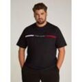 Rundhalsshirt "BT-HILFIGER CHEST INSERT TEE-B", Herren, Gr. XXL, schwarz, Single Jersey, Obermaterial: 100% Baumwolle, TOMMY HILFIGER BIG & TALL, unifarben, casual, regular fit, Rundhals, Kurzarm abgerundeter Saum, Shirts, in Großen Größen, Logostickerei