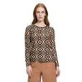 Kurzarmshirt BETTY BARCLAY "Betty Barclay Basic Shirt mit Blumenprint", Damen, Gr. 36, braun (braun, schwarz), Jersey, Obermaterial: 95% Viskose, 5% Elasthan., casual, tailliert normal, Langarm, Shirts, Druck