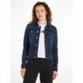 Jeansjacke TOMMY JEANS "VIVIANNE SKN JACKET CH8168" Gr. M (38), blau (denim schwarz), Damen, Denim/Jeans, Obermaterial: 99% Baumwolle, 1% Elasthan, unifarben, Jacken, mit Tommy Jeans Flagge