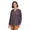 Schlupfbluse BETTY BARCLAY "Betty Barclay Schlupfbluse mit Plissee", Damen, Gr. 42, lila (lila, schwarz), Obermaterial: 100% Polyester., casual, figurumspielend normal, Langarm, Blusen