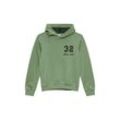 Sweatshirt S.OLIVER JUNIOR, Jungen, Gr. L (158/164), grün (light khaki), Jersey, Obermaterial: 90% Baumwolle, 10% Polyester, unifarben, casual, regular fit taillenbedeckt, ohne Ausschnitt, Langarm, Sweatshirts, mit Kapuze