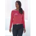 Langarmshirt LASCANA "aus weichem Viskose-Stretch", Damen, Gr. 32/34, pink, Single Jersey, Obermaterial: 95% Viskose, 5% Elasthan, unifarben, Basic, Basic normal, Rundhals, Langarm, Shirts