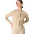 Strickjacke ZERO "zero Strickjacke mit Rundausschnitt", Damen, Gr. 40, beige (irish cream), Strick, Obermaterial: 72% Viskose, 28% Polyester. Ärmelfutter: ohne Futter., Strukturmuster, casual, figurbetont normal, Rundhals, Langarm eng, Strickjacken, Knopfleiste