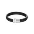 Armband TOMMY HILFIGER "Schmuck Edelstahl Armschmuck Lederarmband", grau (schwarz, edelstahlfarben), Armbänder, Herren, Leder-Edelstahl, Leder, Edelstahl, mit Zirkonia (synth.)