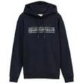 TOM TAILOR DENIM Herren Hoodie mit Logo Print, blau, Uni, Gr. XXL