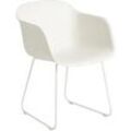 Fiber Armchair, sled base, natural white / weiß