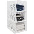 Relaxdays - Schrank Organizer 3er Set, stapelbare Kleiderschrank Aufbewahrungsboxen, 24,5x33,5x43,5 cm, ausziehbar, weiß