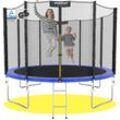 KINETIC SPORTS Trampolin Outdoor SALTO Ø 183/244/305/366/400/430/490 cm - Kindertrampolin Set mit Leiter, Netz, Randpolster, USA Sprungtuch - Gartentrampolin, bis zu 160kg Blau Ø 183 cm Ø 183 cm, Blau