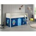 Spielbett SCOTT, LF 90 x 200 cm, mit Rolllattenrost, Leiter und Textilset Vorhang "Astro"