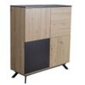 WOHNLING Highboard 110x125x40 cm MDF Sideboard Eiche Dekor Kommode Anrichte