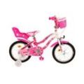 Lovely Kinderfahrrad - Mädchen - 16 Zoll - Rosa Weiß - 2 Handbremsen