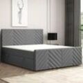 Boxspringbett MALIBU mit Bettkasten 140 x 200 cm Webstoff Anthrazit Bett Bettkasten und Fussteil