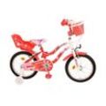 Lovely Kinderfahrrad - Mädchen - 16 Zoll - Rot Weiß - 2 Handbremsen