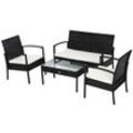 Polyrattan Sitzgruppe Garnitur Lounge Sofa Gartenset 7 tlg. mit Kissen, Schwarz