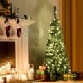 Goplus - 225 cm Künstlicher Weihnachtsbaum Tannenbaum mit led Licht und Metallstaender, Christbaum pvc, schwer entflammbar und Schnellaufbau, für