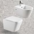 Horow - Toilette Wand Hänge wc + Bidet Toilette WC-Sitz Keramik spülrandlos SoftClose-Toilettendeckel