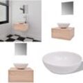 Vidaxl - 3-tlg. Badmöbel und Waschbecken Set Beige - Badezimmermöbel - Badmöbel - Home & Living - Beige