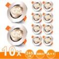 10er led Einbaustrahler Deckeneinbauleuchte Set Einbauleuchte Deckenleuchte Einbauspot Deckenspot IP20 245LM Strahler Warmweiß 3W - Tolletour