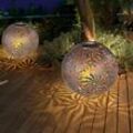 2er Set LED Solar Steck Leuchte Kugel Strahler antik gold Garten Deko Außen Lampe Erdspieß