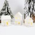 3-teiliges Weihnachtsdorf aus Holz, Miniaturhaus, weißes Schneehaus, Mini-batteriebetriebenes LED-Licht, Weihnachtsdekoration, kleines Anime-Zubehör,