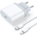 Ugreat - 20 w USB-C-Schnellladegerät und 1 m Lightning-Kabel, Netzteilanschluss, Schnellladung für iPhone 14/14 Pro/14 Pro Max/13/12/11/XR/XS/X/iPad,