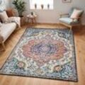 Teppich SURYA "RABAT", bunt, B:120cm H:8mm L:170cm, Kunstfaser, Teppiche, Vintage Orientteppich, Kurzflor Boho Wohnzimmerteppich, Läufer