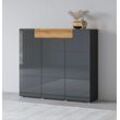 Highboard INOSIGN "Toledo,Breite 147,5 cm,trendige Hochkommode mit 3 Türen 1SK", schwarz (antrazit matt, antrazit hgl, alteiche), ABS-Kunststoff, FSC-zertifizierter Holzwerkstoff, MDF, Metall, Melamin, Sideboards, Hochschrank mit viel Stauraum, stylische Hochglanzfronten