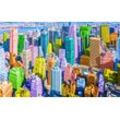 Fototapete PAPERMOON "POP ART-NEW YORK MANHATTAN KUNST SKYLINE STADT FARBIG", bunt, B:4,50m L:2,80m, Vlies, Tapeten