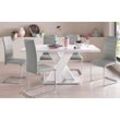 Essgruppe INOSIGN "Bestseller Tischgruppe Speisezimmer Küche", grau (grau, weiß hochglanz), Sitzmöbel-Sets, bestehend aus 4 Stühlen und 1 Tisch