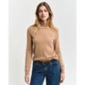 Rollkragenpullover GANT "EXTRAFINE LAMBSWOOL ROLLNECK" Gr. XXL, beige (caramel beige), Damen, Strick, Obermaterial: 90% Wolle, 10% Polyamid, Pullover