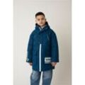 Parka GULLIVER, Jungen, Gr. 134, blau (dunkelblau), 100% Polyester, bedruckt, casual, normal, ohne Ausschnitt, Langarm, Jacken, mit abnehmbarer Kapuze