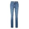 Slim-fit-Jeans BOSS ORANGE "C_ROSA HR 2.0", Damen, Gr. 28, N-Gr, blau (bright blau 437), Denim/Jeans, Obermaterial: 92% Baumwolle, 6% Polyester, 2% Elasthan, unifarben, casual, körpernah, Jeans, mit Leder-Badge