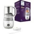 Babynahrungszubereiter PHILIPS AVENT "SCF883/01", grau (weiß, grau), Küchenmaschinen, 4-in-1 Funktion, Dampfgaren, Mixen, Auftauen Aufwärmen