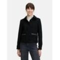 Cartoon Tweedblazer Damen Baumwolle, schwarz