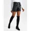 zero Kunstleder-Shorts Damen, schwarz