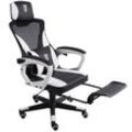 Gaming Stuhl im modernen Racing-Design mit einklappbarer Fußstütze - Gaming Chair mit flexiblen Armlehnen - ergonomischer Gaming Schreibtischstuhl mit extra Stützkissen