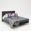 PLAYBOY - Boxspringbett "AUDREY", 140x200, Samtstoffbezug mit Diamond Stitching, inkl Topper und Matratze, anthrazit