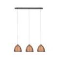 BRILLIANT Lampe Relax Pendelleuchte 3flg bronze/chrom 3x A60, E27, 60W, g.f. Normallampen n. ent. In der Höhe einstellbar / Kabel kürzbar Für LED-Leuchtmittel geeignet