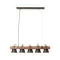 BRILLIANT Lampe Plow Pendelleuchte 5flg schwarz stahl/holz 5x A60, E27, 10W, g.f. Normallampen n. ent. Köpfe schwenkbar Kabel kürzbar