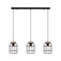 BRILLIANT Lampe, Gwen Pendelleuchte 3flg Balken antik holz/schwarz korund, Metall/Holz, 3x A60, E27, 40W,Normallampen (nicht enthalten)